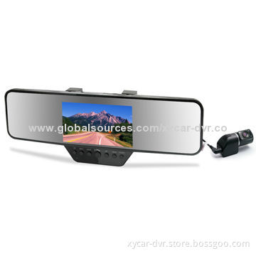 4.3-inch 720P Dual-lens Bluetooth Rear-view Mirror DVR Camera with GPS Tracker/G-sensor Function
